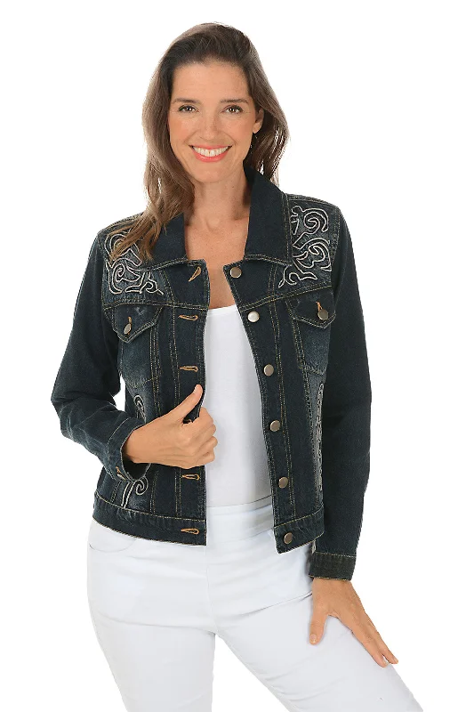 Women's Holiday Clothing Seasonal Style Discounts Reba Embroidered Denim Jacket