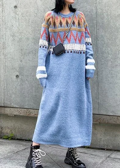 Women's Trendy Attire Clearance Event Simple Geometric Sweater winter dresses Classy blue o neck Fuzzy knit dresses Women's Trendy Attire Clearance Event Simple Geometric Sweater winter dresses Classy blue o neck Fuzzy knit dresses