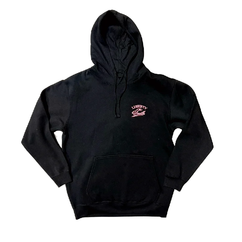 Modern Women's Clothes Dive Into Trendy Women's Fashion Pink Liberty Or Death Hoodie - Women's Modern Women's Clothes Dive Into Trendy Women's Fashion Pink Liberty Or Death Hoodie - Women's