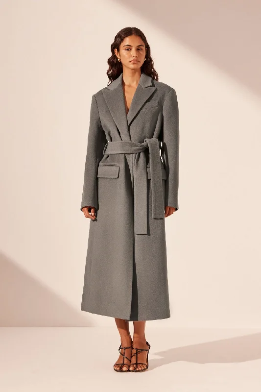 Women's Formal Event Outfit Discount Extravaganza LUNA OVERSIZED PEAK LAPEL COAT WITH BELT - GRAPHITE Women's Formal Event Outfit Discount Extravaganza LUNA OVERSIZED PEAK LAPEL COAT WITH BELT - GRAPHITE