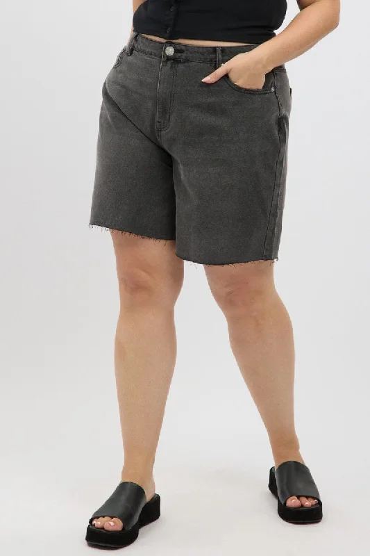 Stylish Outerwear Clothing For Women Fashion-Forward Style Grey Bermuda Jorts Mid Rise Stylish Outerwear Clothing For Women Fashion-Forward Style Grey Bermuda Jorts Mid Rise