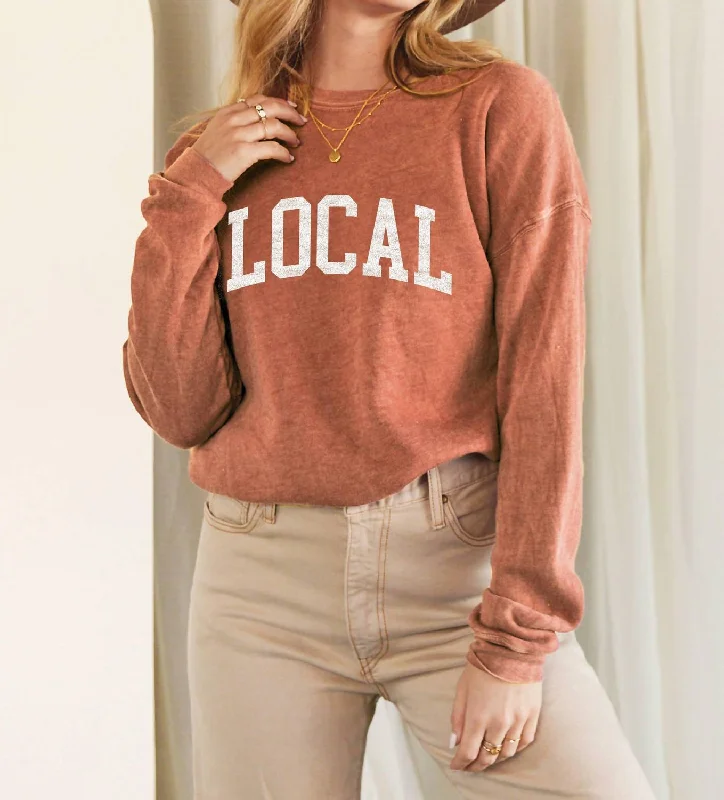Women's Night-Out Clothes Trendy And Individual Women's Fashion Local Mineral Washed Graphic Sweatshirt In Vintage Pumpkin Women's Night-Out Clothes Trendy And Individual Women's Fashion Local Mineral Washed Graphic Sweatshirt In Vintage Pumpkin