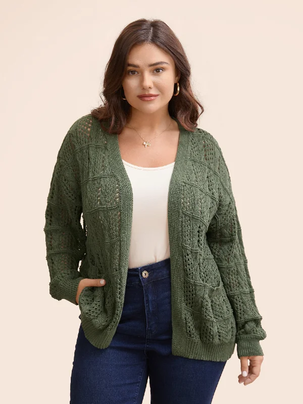 Timeless Women's Outfit Low Price Special Textured Cable Knit Pocket Cardigan
