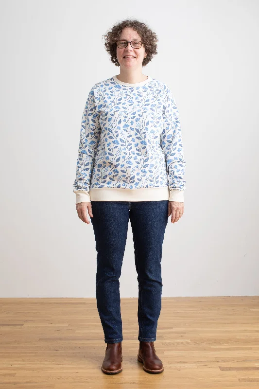 Women's Clothing Style Revolution Adult Sweatshirt - Flower Vines Blue