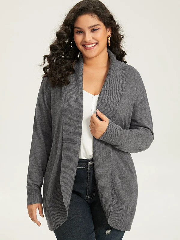 Women's Elegant Apparel Sleek Design Supersoft Essentials Plain Texture Arc Hem Cardigan Women's Elegant Apparel Sleek Design Supersoft Essentials Plain Texture Arc Hem Cardigan