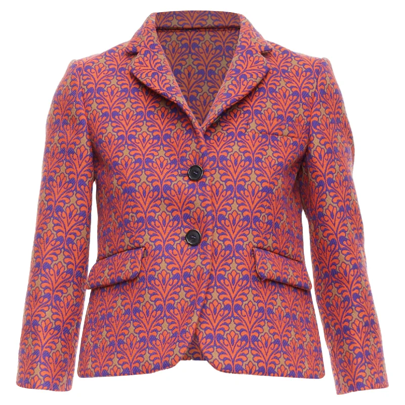 Women's Fashionable Attire For Work Trendy Street Style Miu Miu virgin wool blend floral brocade crop blazer Women's Fashionable Attire For Work Trendy Street Style Miu Miu virgin wool blend floral brocade crop blazer