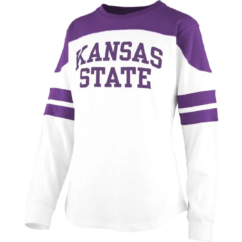 Women's Plus-Size Attire Ends Soon Women's Kansas State University Half-Back Top In White/purple Women's Plus-Size Attire Ends Soon Women's Kansas State University Half-Back Top In White/purple