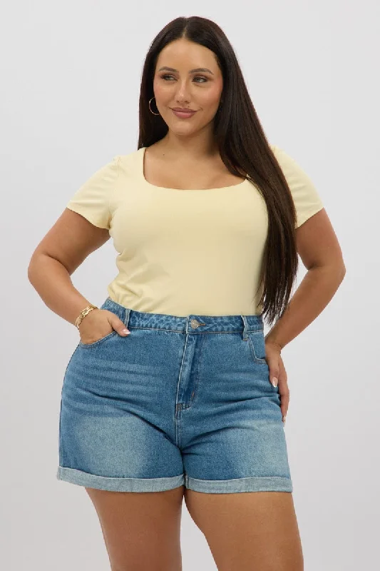 Affordable Women's Clothing Urban Sophistication Denim Mom Shorts High Rise
