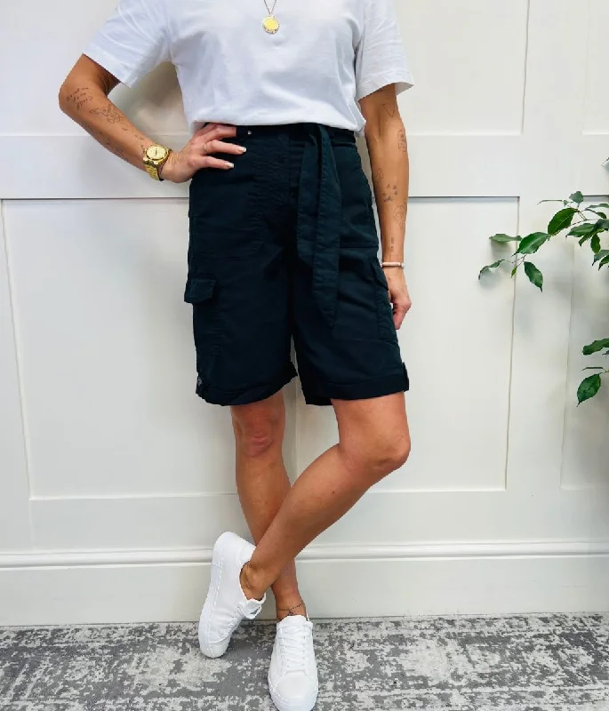 Women's Evening Wear Attire Day-To-Night Styles Black Long Cargo Shorts
