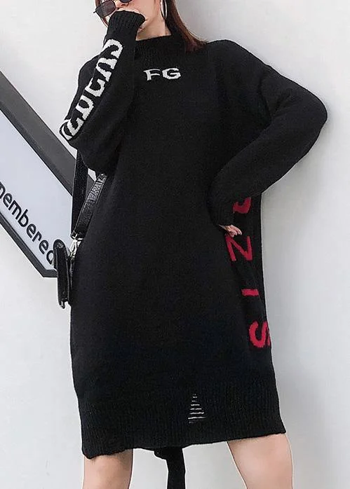 Women's Vacation Attire Spring Fling Sale For Work alphabet Sweater high neck dress outfit plus size black Funny knit dress Women's Vacation Attire Spring Fling Sale For Work alphabet Sweater high neck dress outfit plus size black Funny knit dress