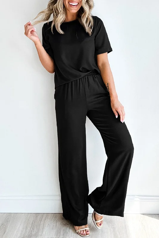 Affordable Luxury Women's Apparel Sophisticated Cut T Shirt 2pcs Wide Leg Pants Set