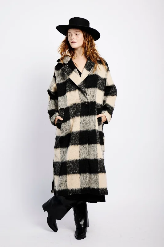Women's Comfortable Lounge Garments Innovate Your Wardrobe Mohair Melton Coat in Natural Check Women's Comfortable Lounge Garments Innovate Your Wardrobe Mohair Melton Coat in Natural Check