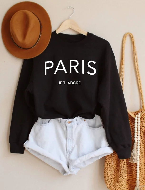 Affordable Trendy Clothes For Women Redefining Women's Style Women's Paris Sweatshirt In Black Affordable Trendy Clothes For Women Redefining Women's Style Women's Paris Sweatshirt In Black