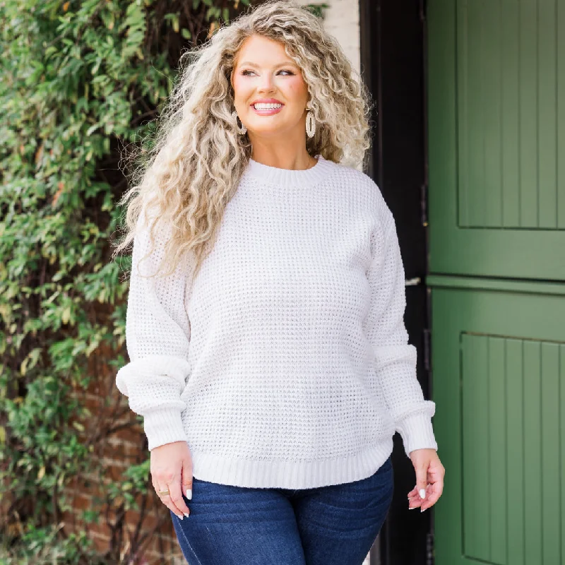 Women's Timeless Attire Seasonal Fashion Breezy Weather Sweater, Ivory
