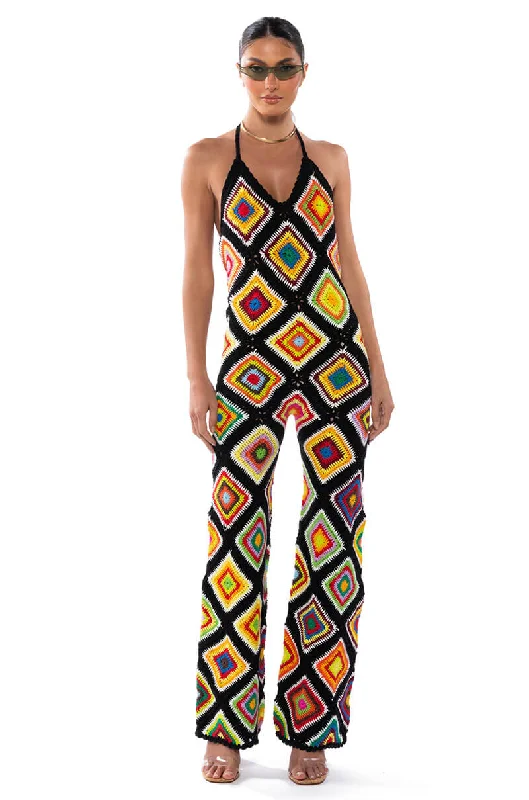 Women's Professional Attire Fashion Forward THE WAY YOU GROOVE CROCHET HALTER JUMPSUIT Women's Professional Attire Fashion Forward THE WAY YOU GROOVE CROCHET HALTER JUMPSUIT