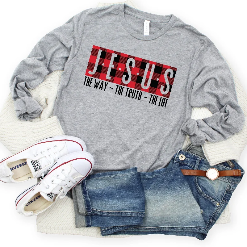 Women's Workout Clothing Now On Sale For Chic Urban Styles Jesus Plaid Long Sleeve