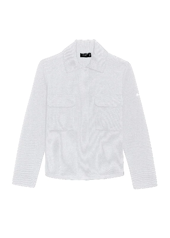 Women's Luxury Garments Style Streetwear CROZON - Workwear-style Ponte Knit Jacket for Women| 100% Wool (WHITE) Women's Luxury Garments Style Streetwear CROZON - Workwear-style Ponte Knit Jacket for Women| 100% Wool (WHITE)