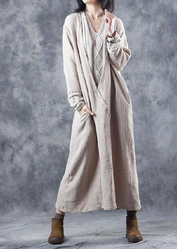 Women's Luxury Attire Lighten Up With Nordic Styles Women nude Sweater dress outfit Upcycle patchwork Mujer v neck knitted tops