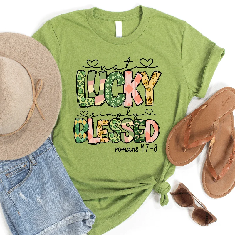 Affordable Trendy Clothes For Women Romantic Date - Night Ensemble Not Lucky Simply Blessed Tee Affordable Trendy Clothes For Women Romantic Date - Night Ensemble Not Lucky Simply Blessed Tee