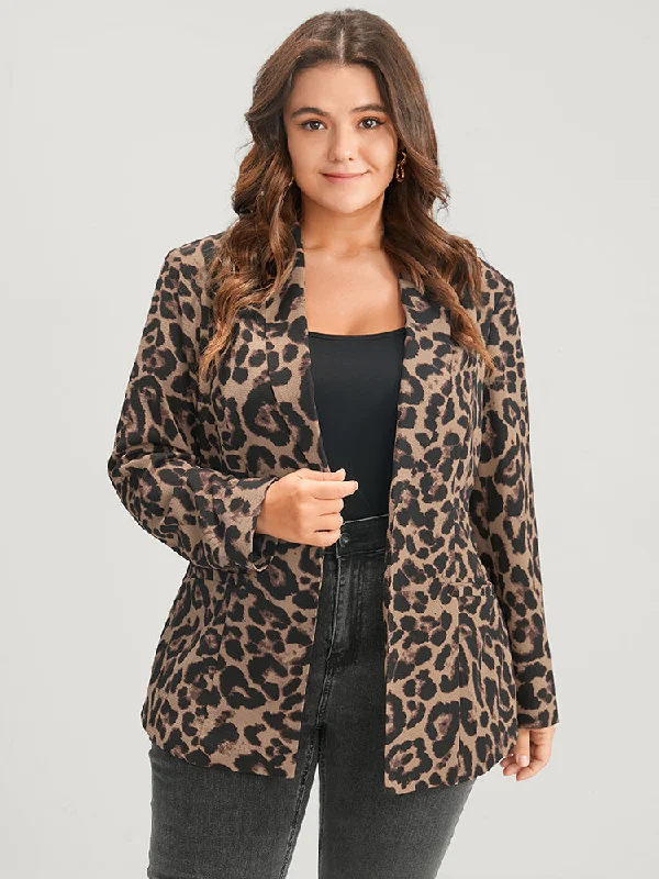 Formal Attire For Women Best Sellers Leopard Suit Collar Pocket Belted Blazer
