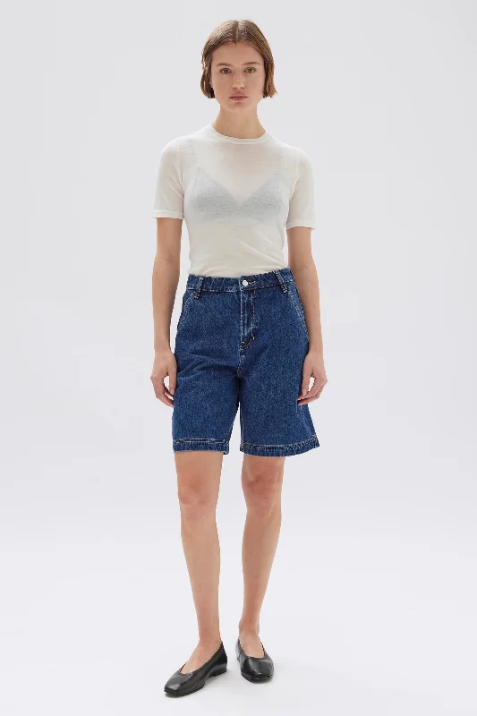 Comfortable Women's Apparel Pastel Styles Longline Denim Short
