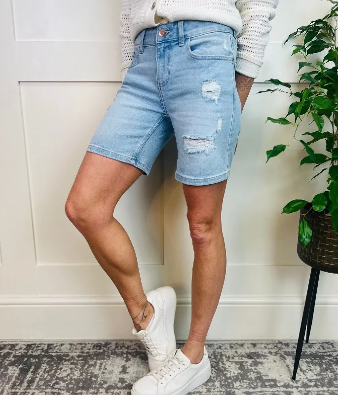 Women's Chic Outerwear Attire Exclusive Sale Vintage Look Denim Mid Length Boy Shorts Women's Chic Outerwear Attire Exclusive Sale Vintage Look Denim Mid Length Boy Shorts
