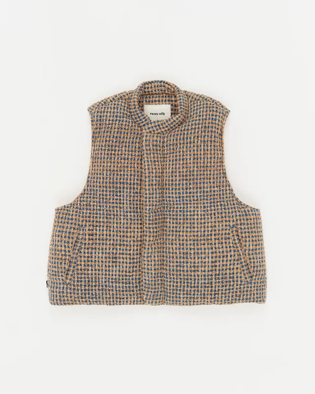 Stylish Outerwear Clothes For Women Vintage Charm Sahab Vest - Wobbly Check Handloom Stylish Outerwear Clothes For Women Vintage Charm Sahab Vest - Wobbly Check Handloom