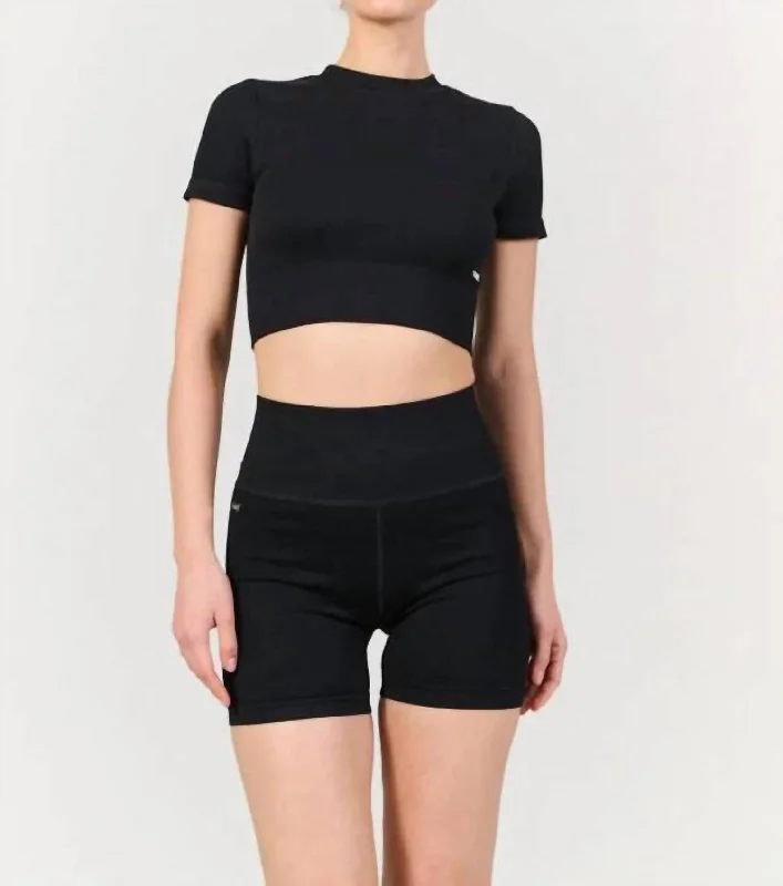 Women's Seasonal Garments New In This Season High Waisted Rib Short In Black