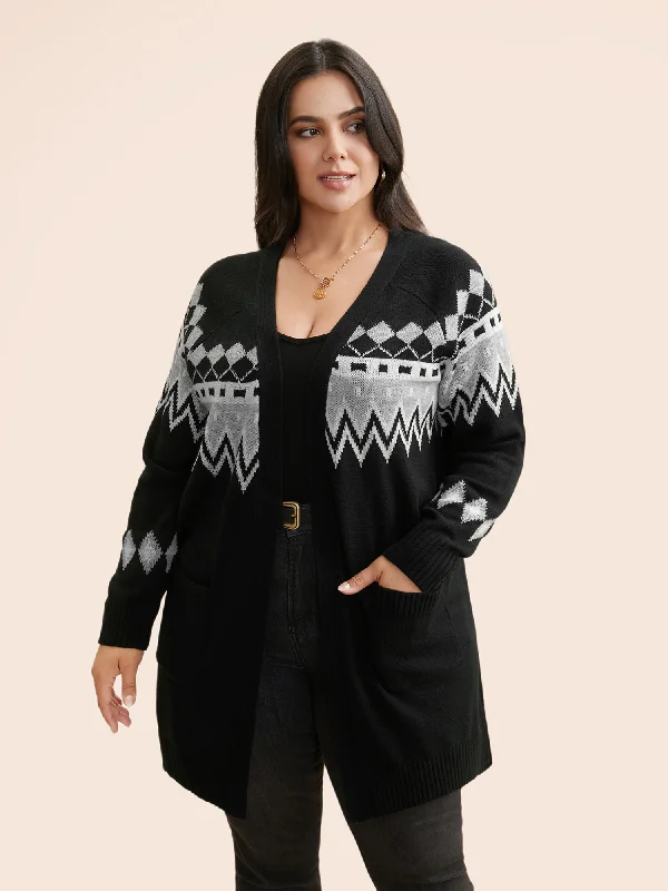 Women's Formal Event Outfit Wardrobe Upgrade Bandana Geometric Raglan Sleeve Cardigan Women's Formal Event Outfit Wardrobe Upgrade Bandana Geometric Raglan Sleeve Cardigan