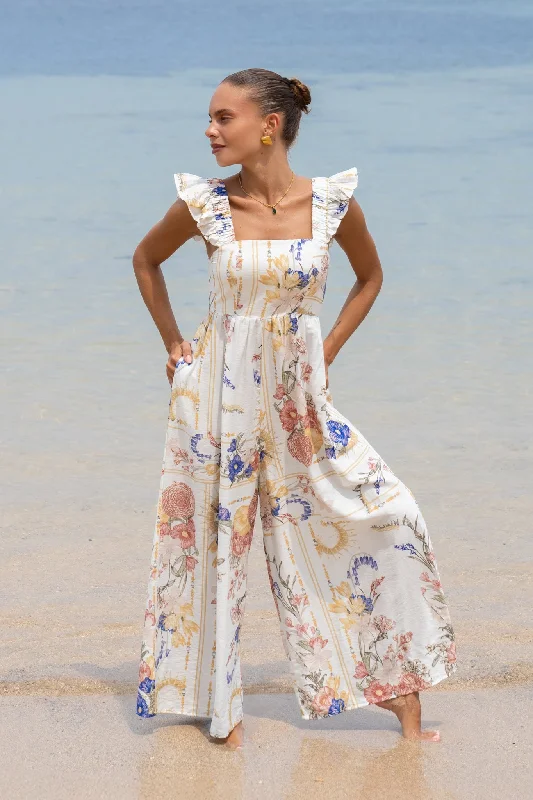 Women's Comfortable Lounge Garments Style Your Wardrobe Melina Multicolour Floral Ruffle Jumpsuit Women's Comfortable Lounge Garments Style Your Wardrobe Melina Multicolour Floral Ruffle Jumpsuit