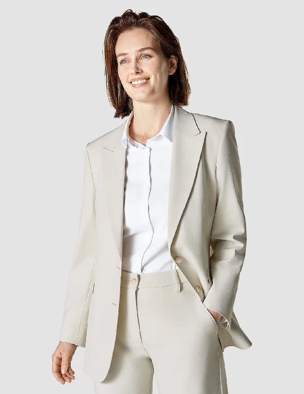 Women's Stylish Casual Garments Elegant Details Essential Blazer Off White
