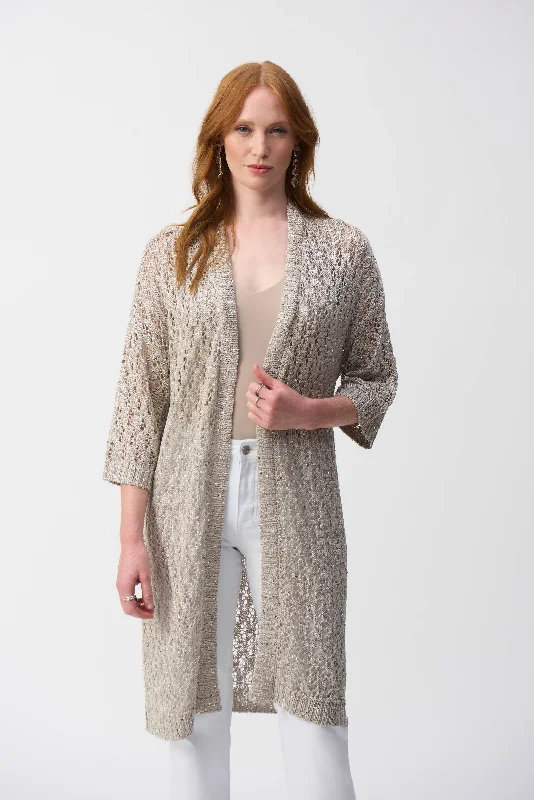 Women's Comfortable Lounge Attire Wardrobe Refresh Joseph Ribkoff - Pointelle Sweater Sequined Cover-Up Women's Comfortable Lounge Attire Wardrobe Refresh Joseph Ribkoff - Pointelle Sweater Sequined Cover-Up