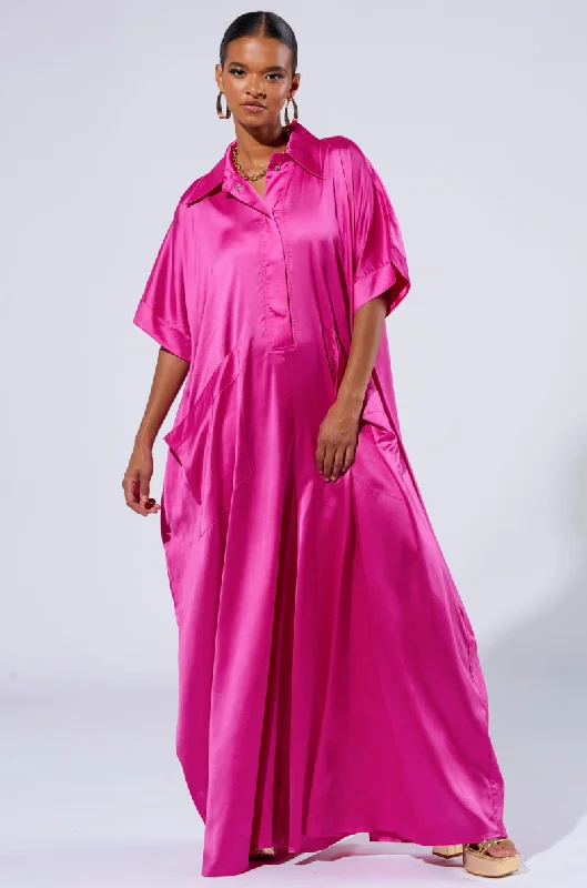 Modern Women's Apparel Seasonal Trend SHES RICH OVERSIZED SATIN JUMPSUIT IN PINK