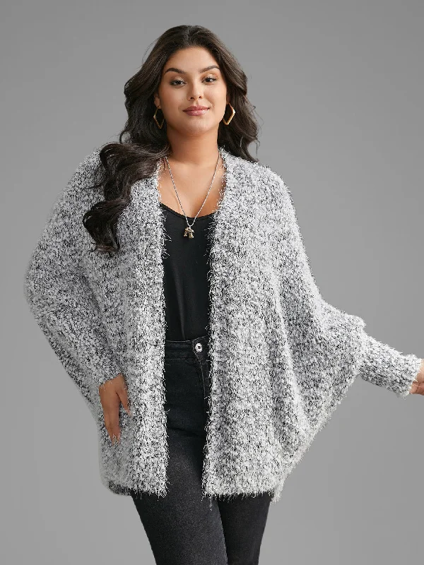 Women's Work Apparel Minimalist Elegant Heather Arc Hem Dolman Sleeve Cardigan