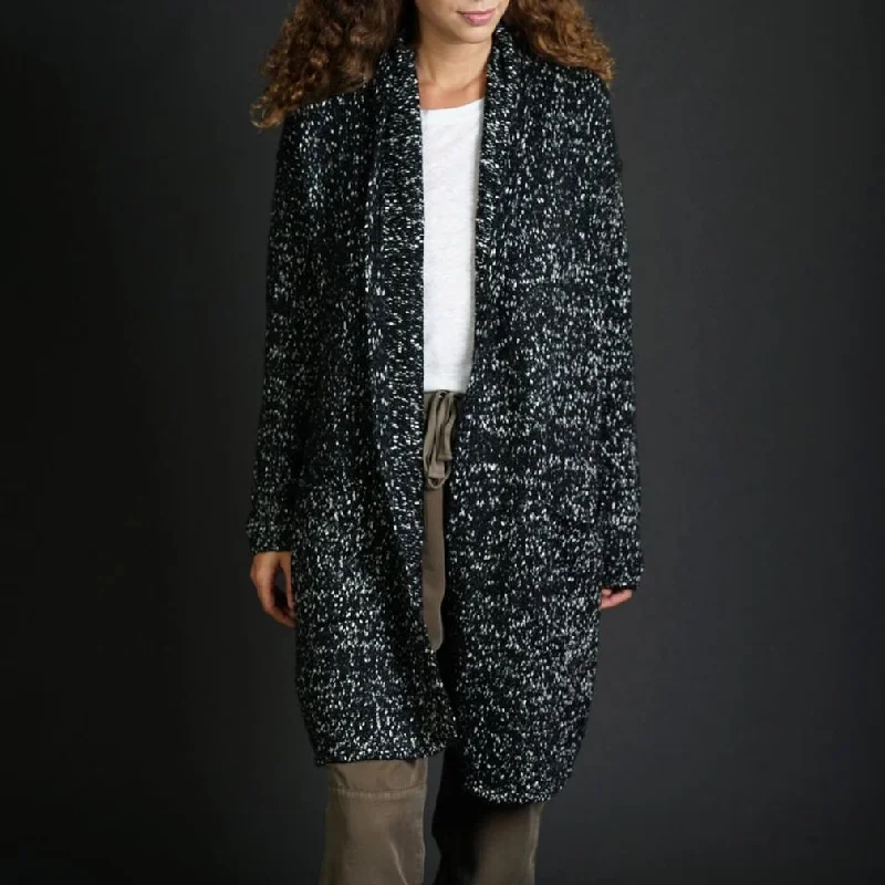 Women's Relaxed Outfit Trendy Urban Attire Oversized Coatigan (Black/Natural)