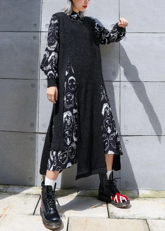 Women's Comfortable Garments Unbeatable Prices For two pieces Sweater Aesthetic plus size black asymmetric Big knit top fall
