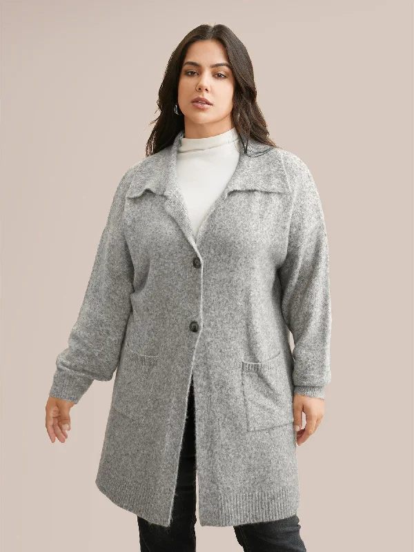 Women's Elegant Outfit Season Sale Airy Cozy Lapel Collar Pocket Wool Cardigan