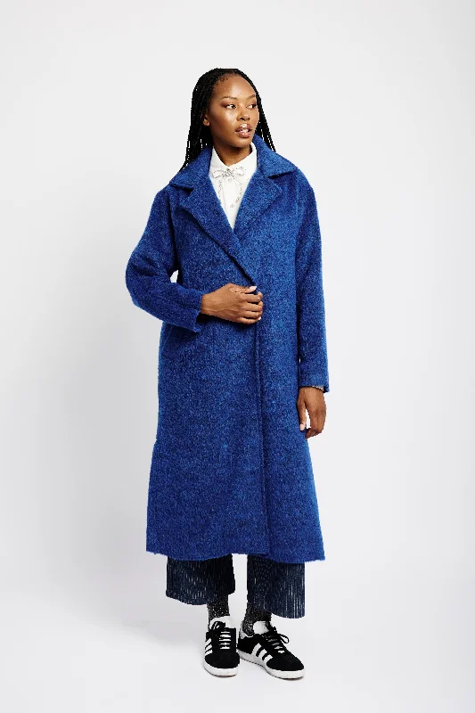 Comfortable Women's Apparel Stylish Statements Mohair Melton Coat in Blue