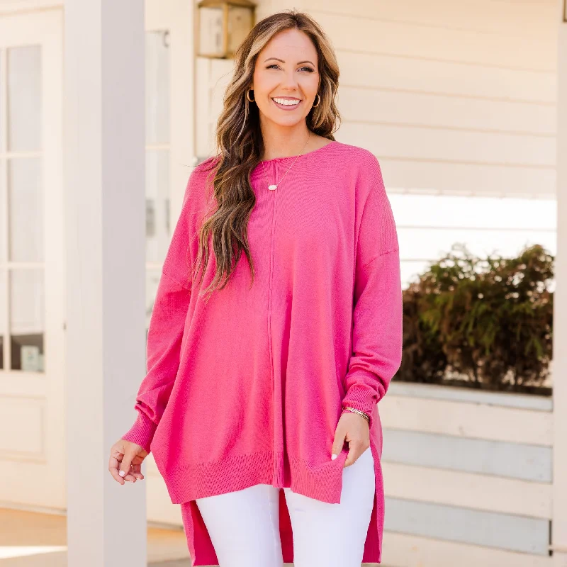 Women's Elegant Evening Attire Stylish Looks Miss Who You Were Sweater, Flamingo Pink