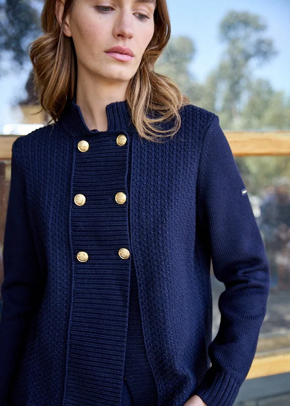 Elegant Women's Attire Crazy Discounts, Hurry Up MERIBEL - Knit Jacket with Gold Buttons (NAVY) Elegant Women's Attire Crazy Discounts, Hurry Up MERIBEL - Knit Jacket with Gold Buttons (NAVY)