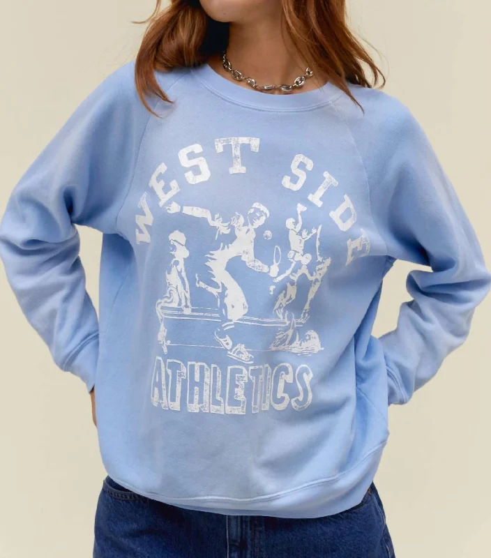 Women's Sporty Clothes Trendy Street Style Attire West Side Vintage Sweatshirt In Blue Women's Sporty Clothes Trendy Street Style Attire West Side Vintage Sweatshirt In Blue