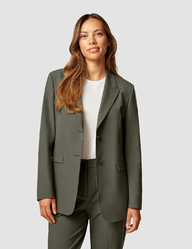 Women's Plus-Size Garments Soft Textures Essential Blazer Dark Olive