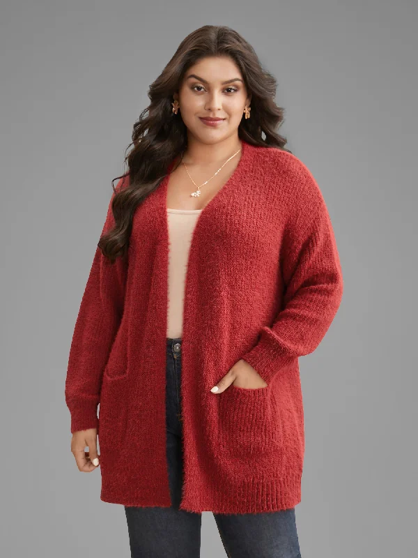 Casual Outfit For Women Chic Styles Mink-Hair Feel Pockets Open Front Cardigan