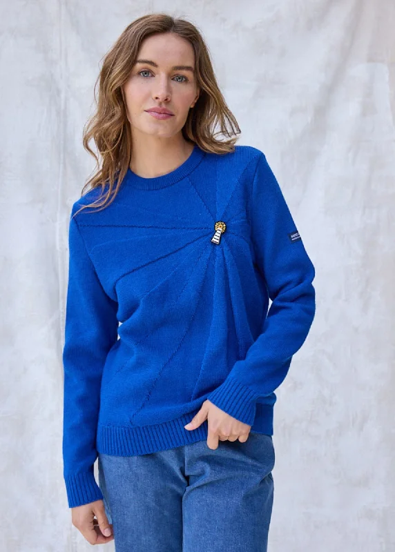 Women's Plus-Size Casual Outfit Best Sellers LIGHTHOUSE - Wool Sweater with lighthouse brooch by Macon & Lesquoy (ROYAL BLUE)
