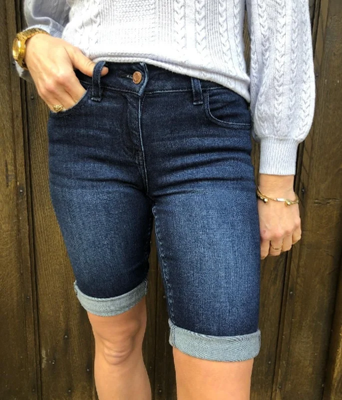 Women's Clothes And Garments Quick Grab Deals Dark Denim Knee Length Shorts