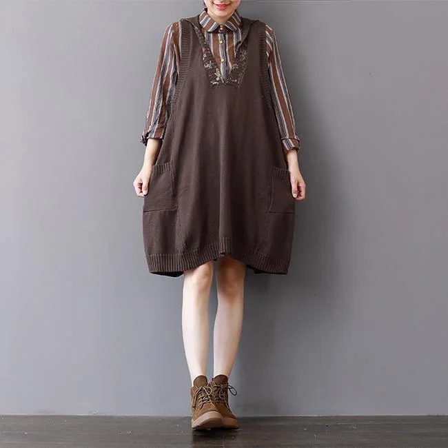 Women's Trendy Apparel Flash Sale boutique khaki knit dress fall fashion sleeveless winter dresses 2018 hooded spring dresses