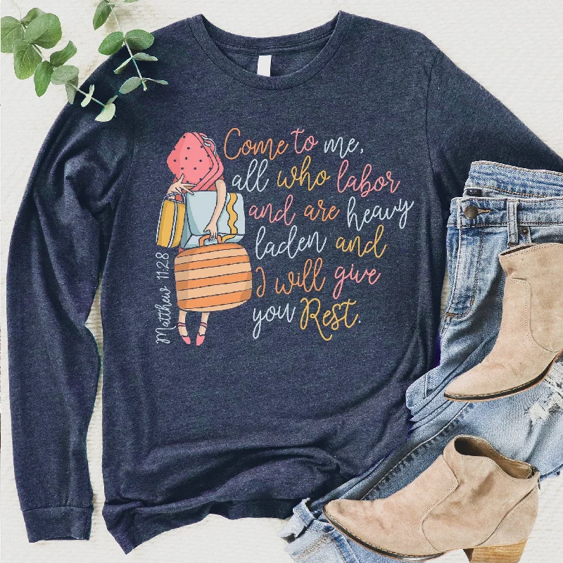 Women's Plus-Size Clothes Flowy Fabric I Will Give You Rest Long Sleeve