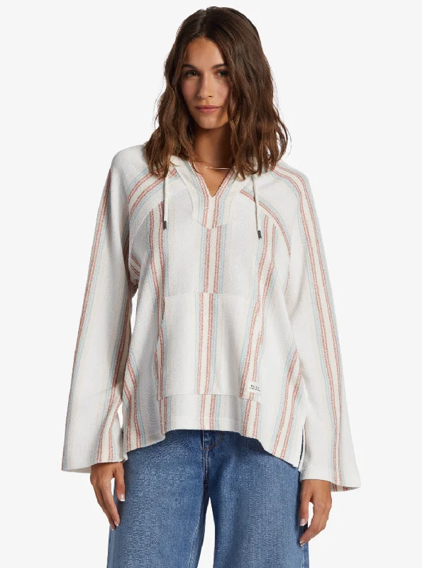 Women's Luxury Garments Discount Extravaganza Wild And Free Poncho Style Hoodie - Bonzer Stripe Snow White Women's Luxury Garments Discount Extravaganza Wild And Free Poncho Style Hoodie - Bonzer Stripe Snow White