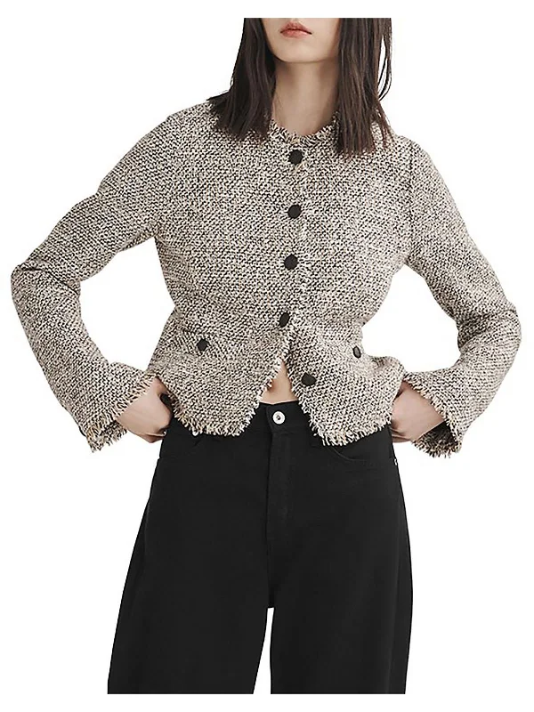 Women's Holiday Attire Stylish Savings Carmen Womens Tweed Suit Separate Collarless Blazer Women's Holiday Attire Stylish Savings Carmen Womens Tweed Suit Separate Collarless Blazer