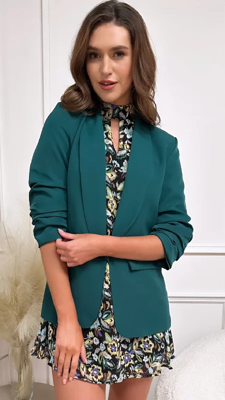 Women's Vacation Outfit Set Eco Friendly Fashion Sale Odette Dark Green Blazer